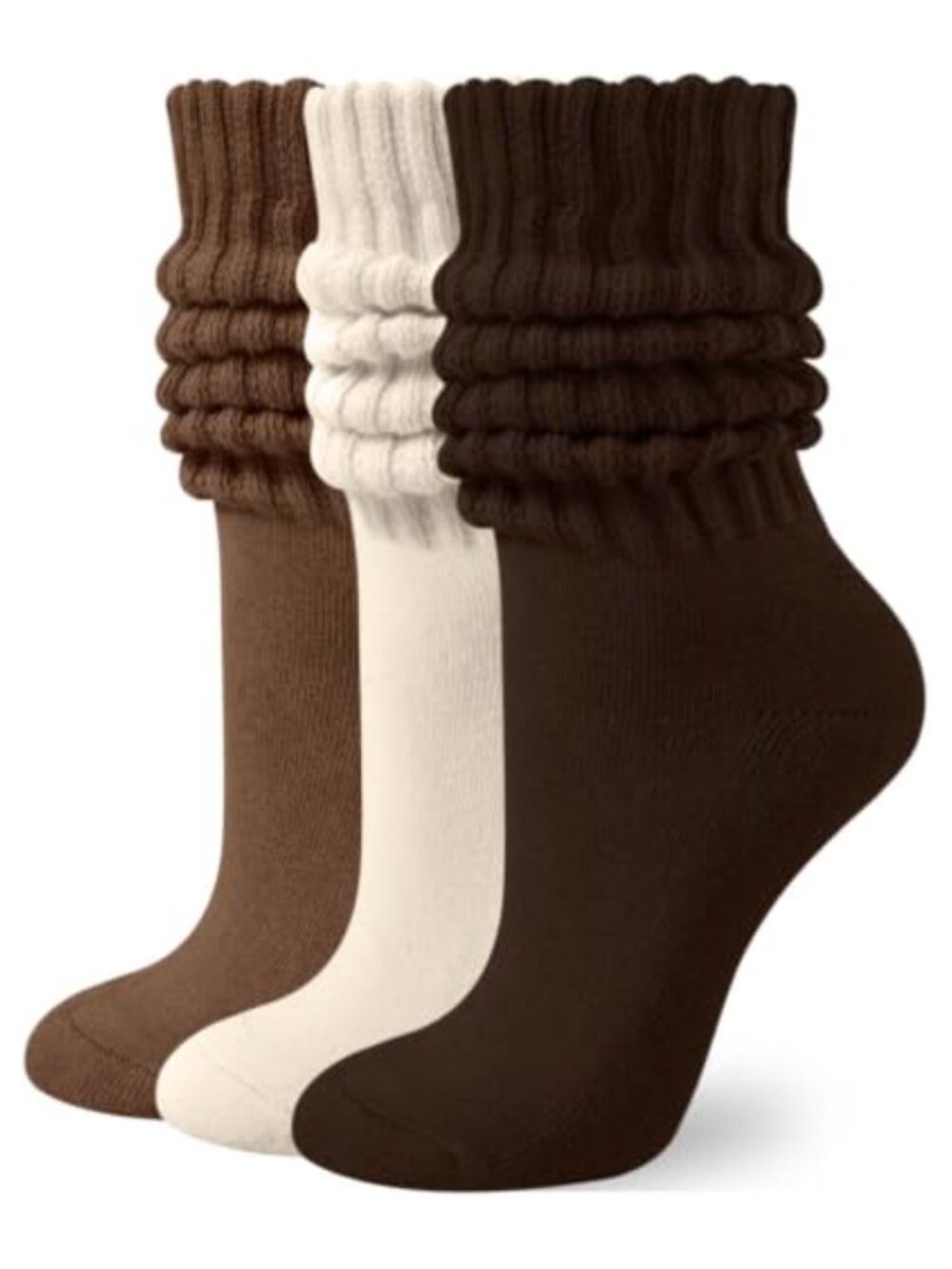 Cushioned Cotton Blend Slouch Crew Socks Retro Cozy Ribbed Calf Socks